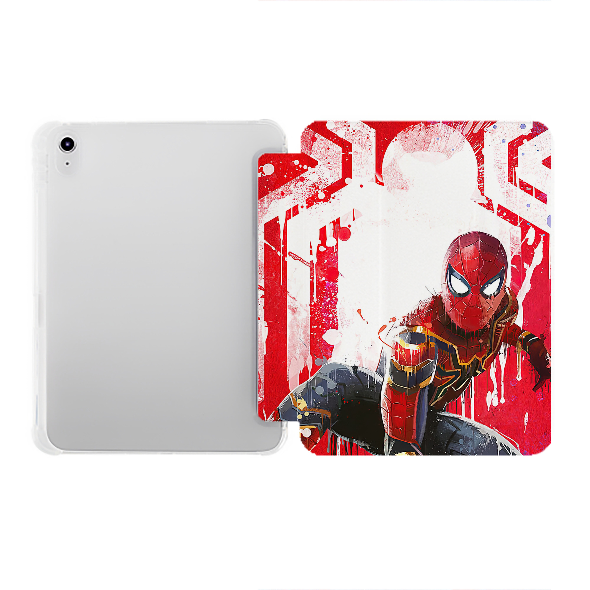 （画像用） Spider Man スパイダーマン IPad ケース ペン収納付き 三つ折りスタンド PUレザー×シリコン 対応機種9.5/10.5/10.9インチ